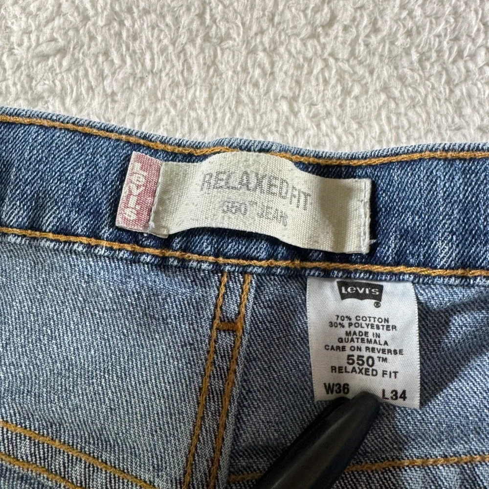 Vtg 90s Levi's 550 Mens Jeans 36X34 Tag Relaxed Tapered Medium Wash Clean 34x33